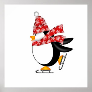Penguin Ice Sker med Hat och Scarf Bag Poster