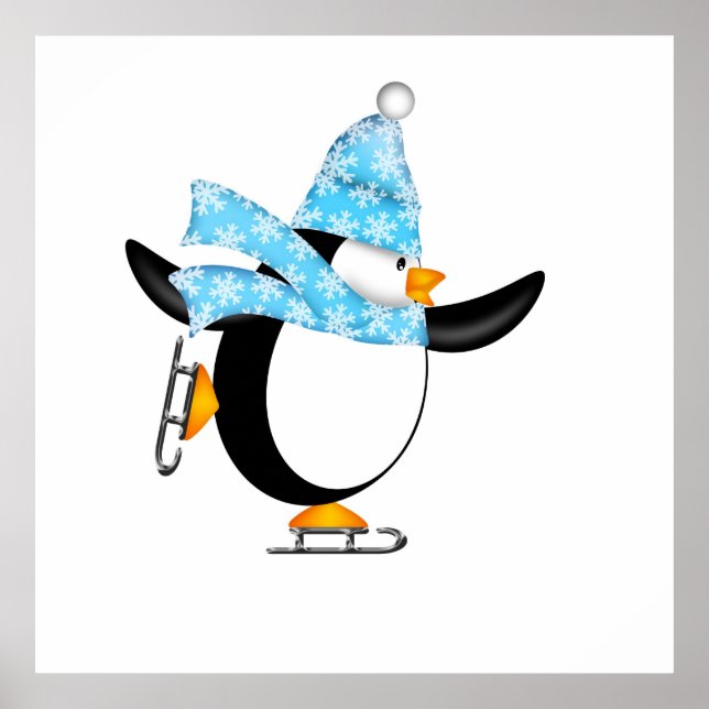 Penguin Ice Sker med Hat och Scarf Poster (Framsidan)