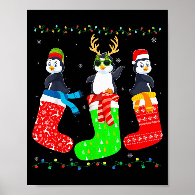 Penguin In Xmas Socks Funny Holiday Ugly Sweater C Poster (Framsidan)