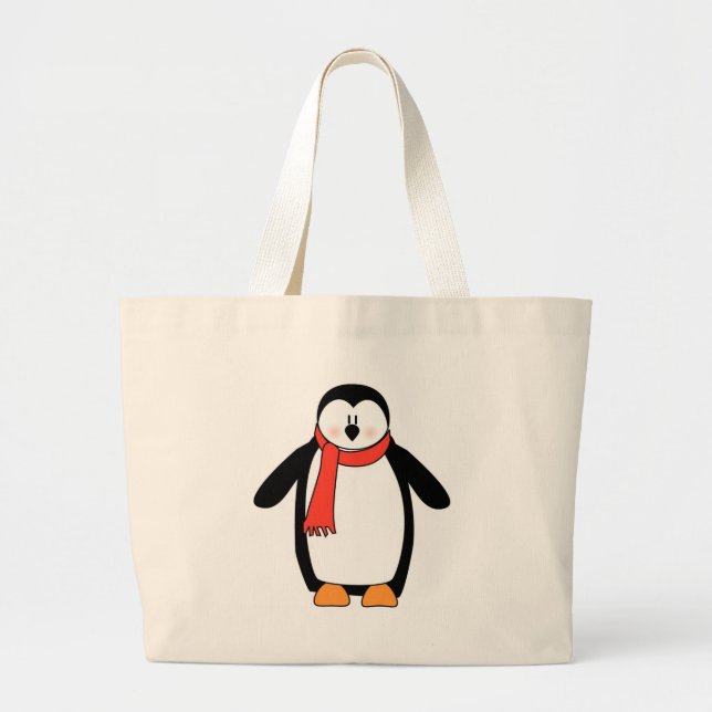 Penguin inslagen i Red Scarf Jumbo Tygkasse (Framsidan)