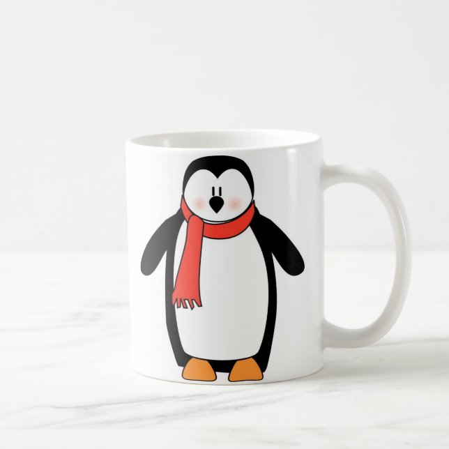 Penguin inslagen i Red Scarf Kaffemugg (Höger)