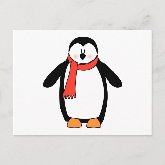 Penguin inslagen i Red Scarf Vykort (Framsida)