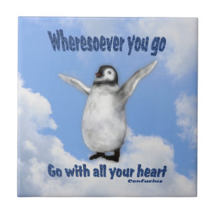 Penguin Inspirational Confucius Quote Kakelplatta