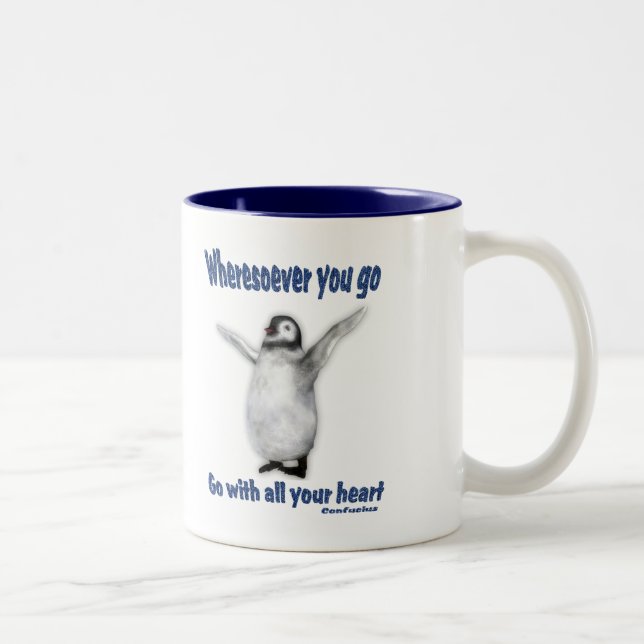 Penguin Inspirational Confucius Quote Två-Tonad Mugg (Höger)