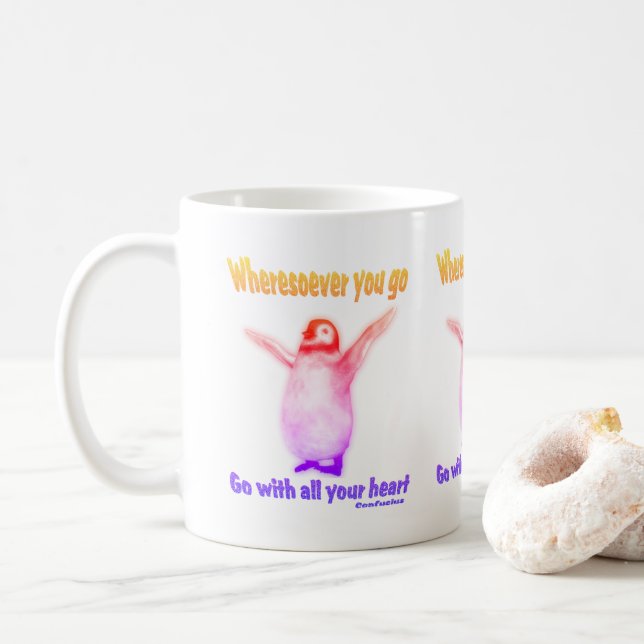 Penguin Inspirational Happiness Confucius Quote Kaffemugg (Med munk)