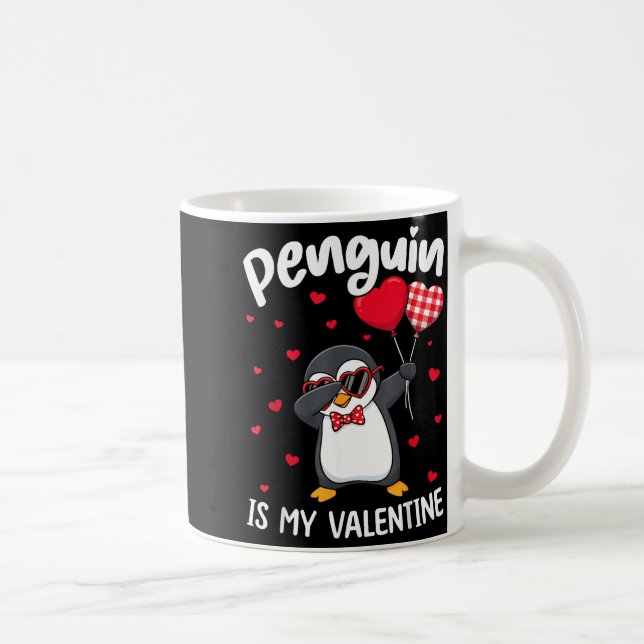 Penguin Is My Valentine Funny Bird V Day Cute Anim Kaffemugg (Höger)