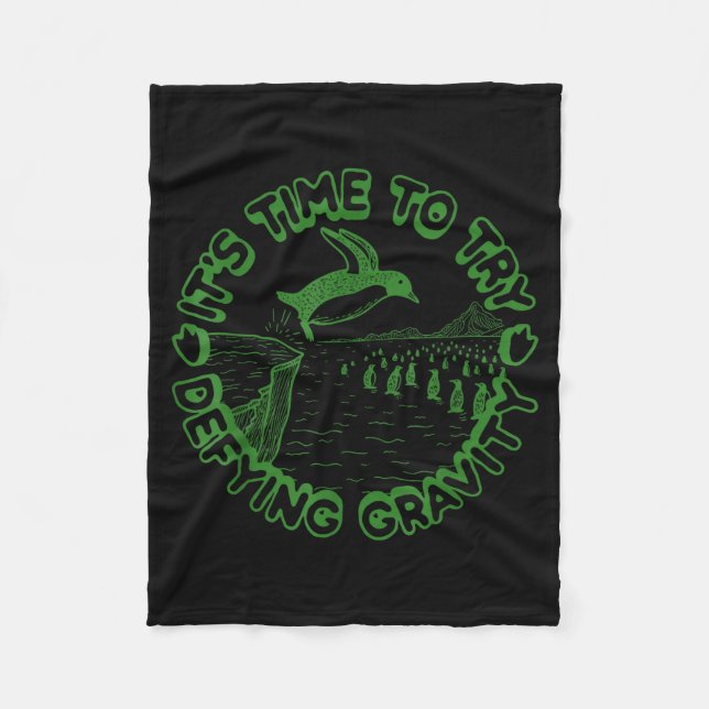 Penguin It's Time To Try Defying Gravity  Fleecefilt (Framsidan)