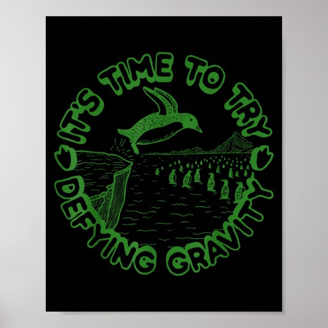 Penguin It's Time To Try Defying Gravity  Poster (Framsidan)