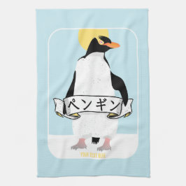 Penguin japansk text som läser penguin kökshandduk