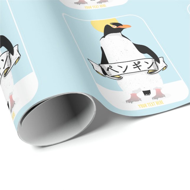 Penguin japansk text som läser penguin presentpapper (Rullad Hörn)