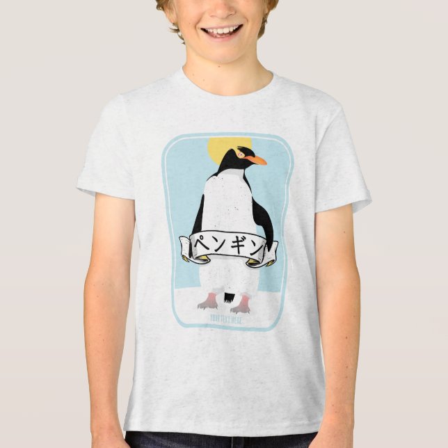 Penguin japansk text som läser penguin t shirt (Framsida)