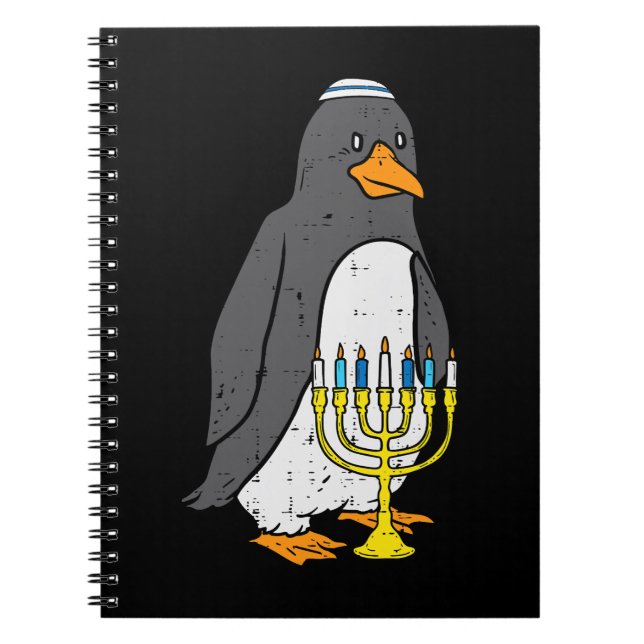 Penguin Jewish Penguin Menorah Animal Hanukkah Paj Anteckningsbok (Framsidan)