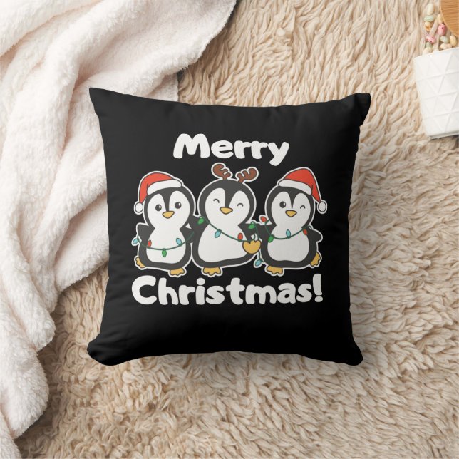 Penguin Jul Animals Cute Penguins Kudde (Filt)