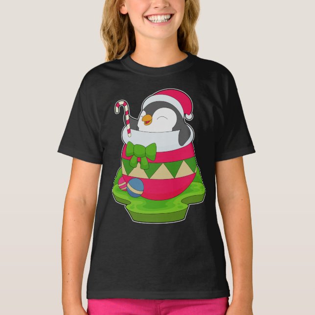 Penguin jul Candy cane T Shirt (Framsida)