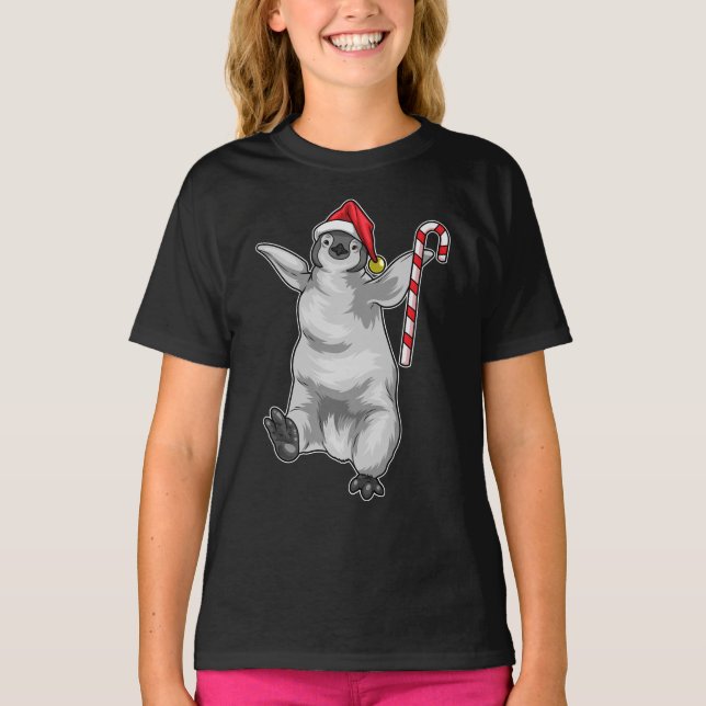 Penguin jul Candy cane T Shirt (Framsida)