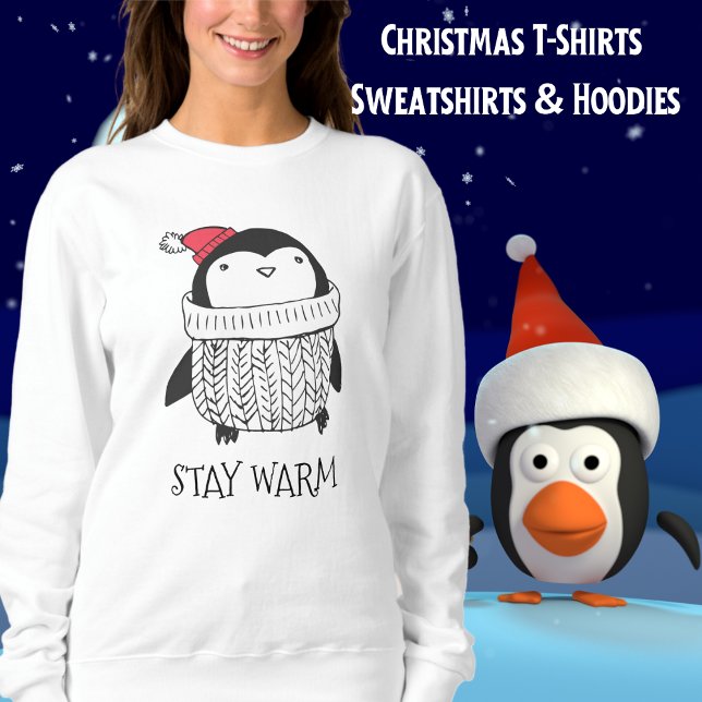 Penguin, jul, Cute, Dam T Shirt (Penguin, Christmas, Cute, Ladies Sweatshirt)