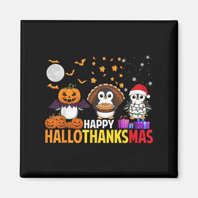 Penguin jul Halloween Costume Lycklig Hallotha Magnet (Framsidan)
