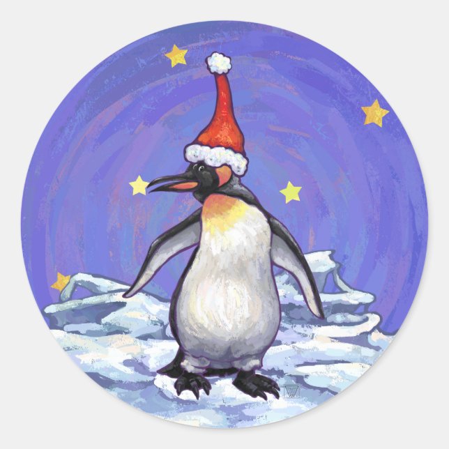 Penguin jul runt klistermärke (Framsida)