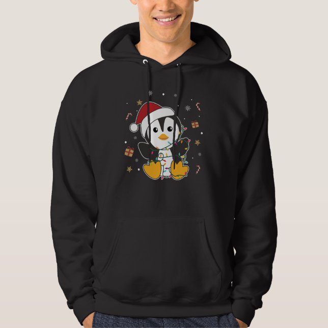 Penguin jul Snö Winter Animals Penguins Hoodie (Framsida)