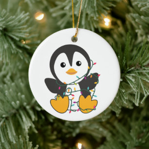 Penguin jul Snö Winter Animals Penguins Julgransprydnad Keramik