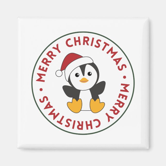 Penguin jul Snö Winter Animals Penguins Mag Magnet (Framsidan)