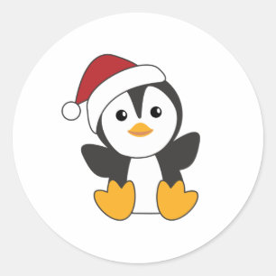 Penguin jul Snö Winter Animals Penguins Runt Klistermärke