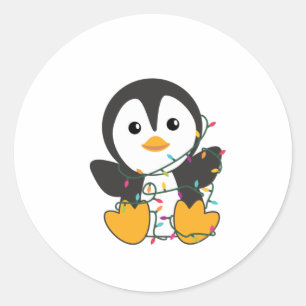 Penguin jul Snö Winter Animals Penguins Runt Klistermärke