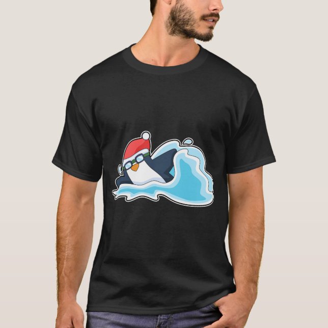 Penguin jul Swimming T Shirt (Framsida)