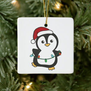 Penguin jul Winter Animals Helgdag Penguines Julgransprydnad Keramik