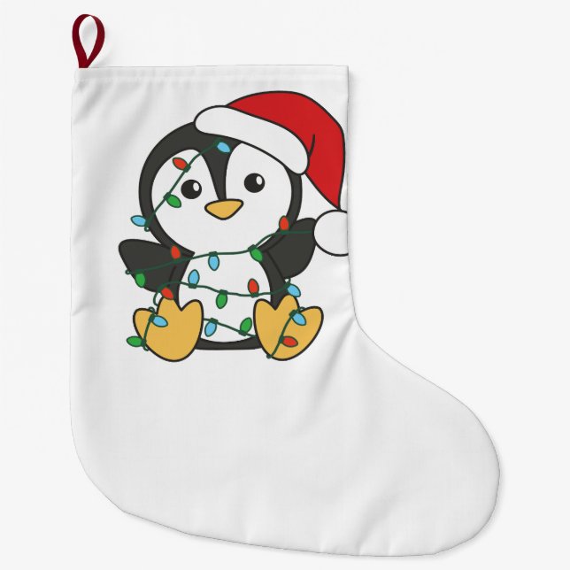 Penguin jul Winter Animals Helgdag Penguines Stor Julstrumpa (Framsidan)