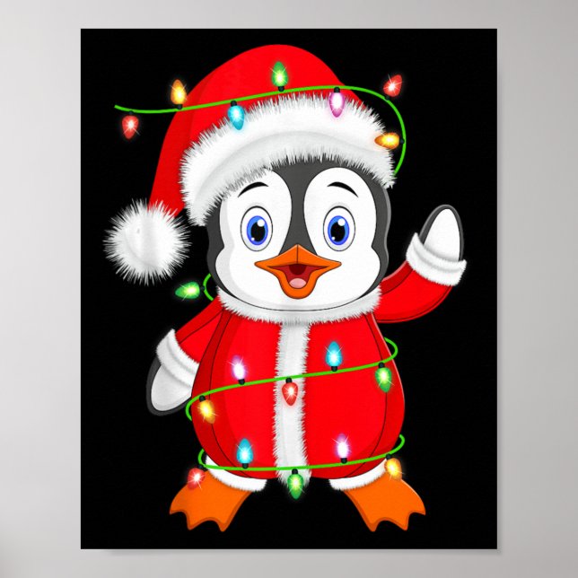 Penguin Julafton Lighting Santa Costume Penguin Kr Poster (Framsidan)