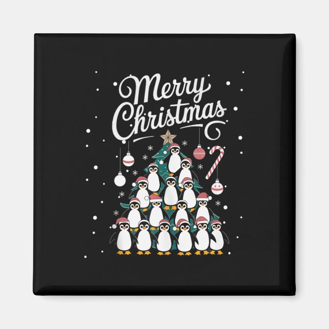 Penguin Julafton Träd Penguine Julgran Merry Ch Magnet (Framsidan)