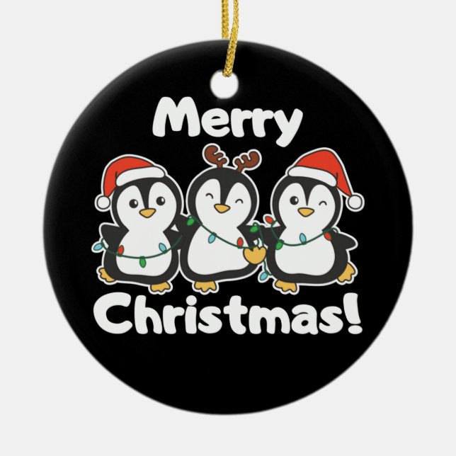 Penguin Juldjur Cute Penguins Ceramic eller Julgransprydnad Keramik (Framsidan)