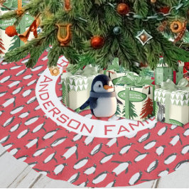 Penguin-julfamiljen Namn och Snöflingor Julgransmatta Borstad Polyester