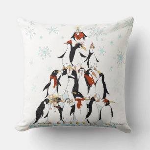 Penguin Julgran Roligt Helgdag Tecknad Kudde