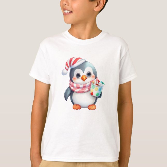 🐧 Penguin-jullinjen till Boys T Shirt (Framsida)