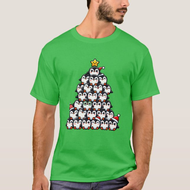Penguin-julretro Julgran T Shirt (Framsida)