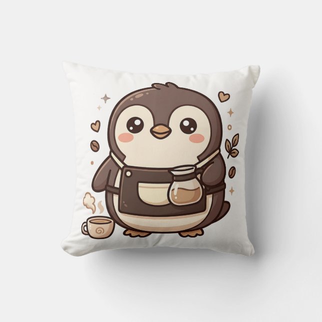 Penguin Kaffe Barista Kudde (Framsida)