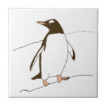 Penguin Kakelplatta<br><div class="desc">Den här keramiska plattan har en enkel linje teckning i en Gentoo Penguin. Penguin är svart och vit med orange och fot. En underbar gåva och perfekt som kaffe underlägg.</div>