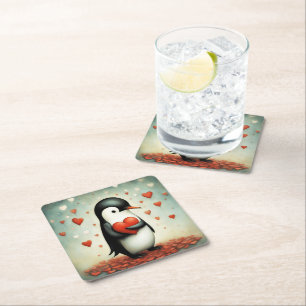 Penguin Kärlek 1 Underlägg Papper Kvadrat