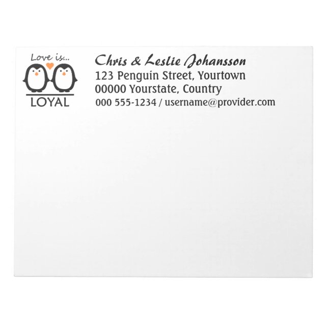 Penguin Kärlek anpassningsbar anteckningsblock (Framsida)