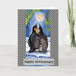 Penguin Kärlek Aurora-årsjubileeringskort - anpass Kort
