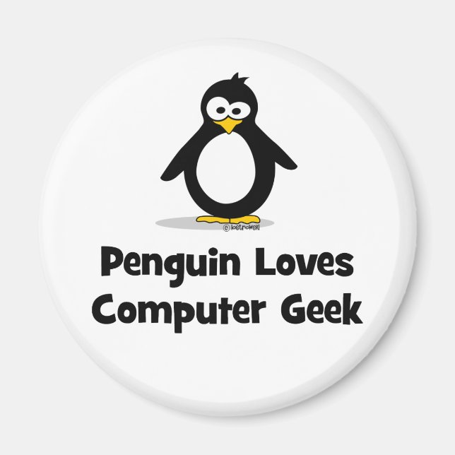 Penguin Kärlek Computer Geek Magnet (Framsidan)