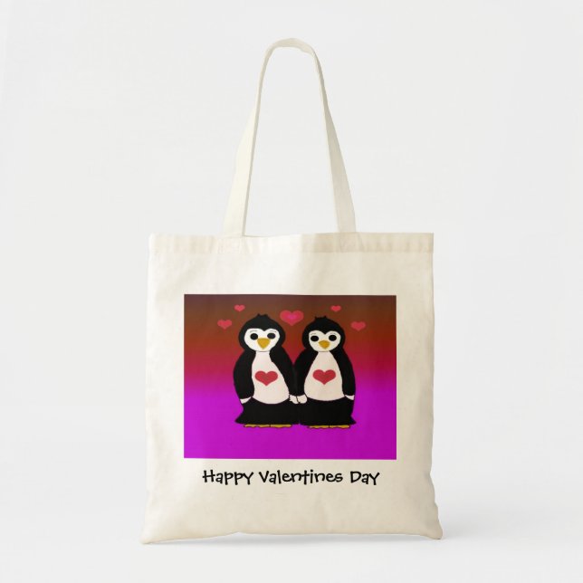 Penguin Kärlek för Valentines day Tygkasse (Framsidan)