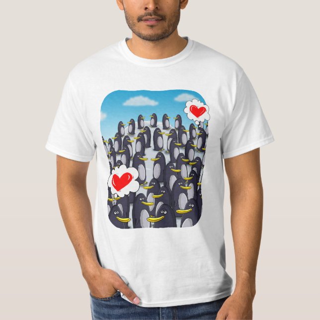 Penguin Kärlek för Valentineser. Lönsam valentines T Shirt (Framsida)