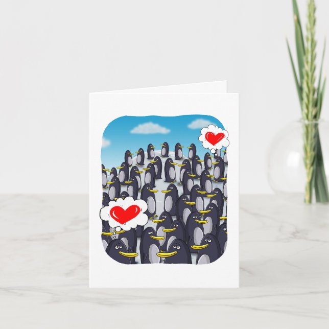 Penguin Kärlek för Valentineser, roliga valentines Kort (Framsida)