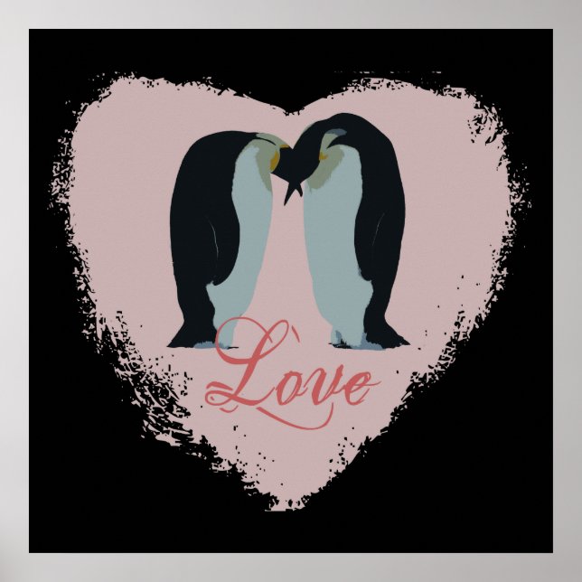 Penguin Kärlek Heart Poster (Framsidan)