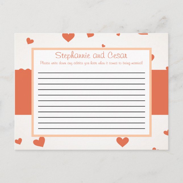 Penguin Kärlek/Hearts-persikor med skrivbart stödk Rådkort (Framsida)