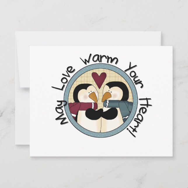 Penguin Kärlek Helgdag Tshirts och presenter Julkort (Framsida)