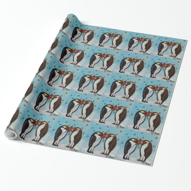 Penguin Kärlek julafton Papprare Presentpapper (Utrullad)